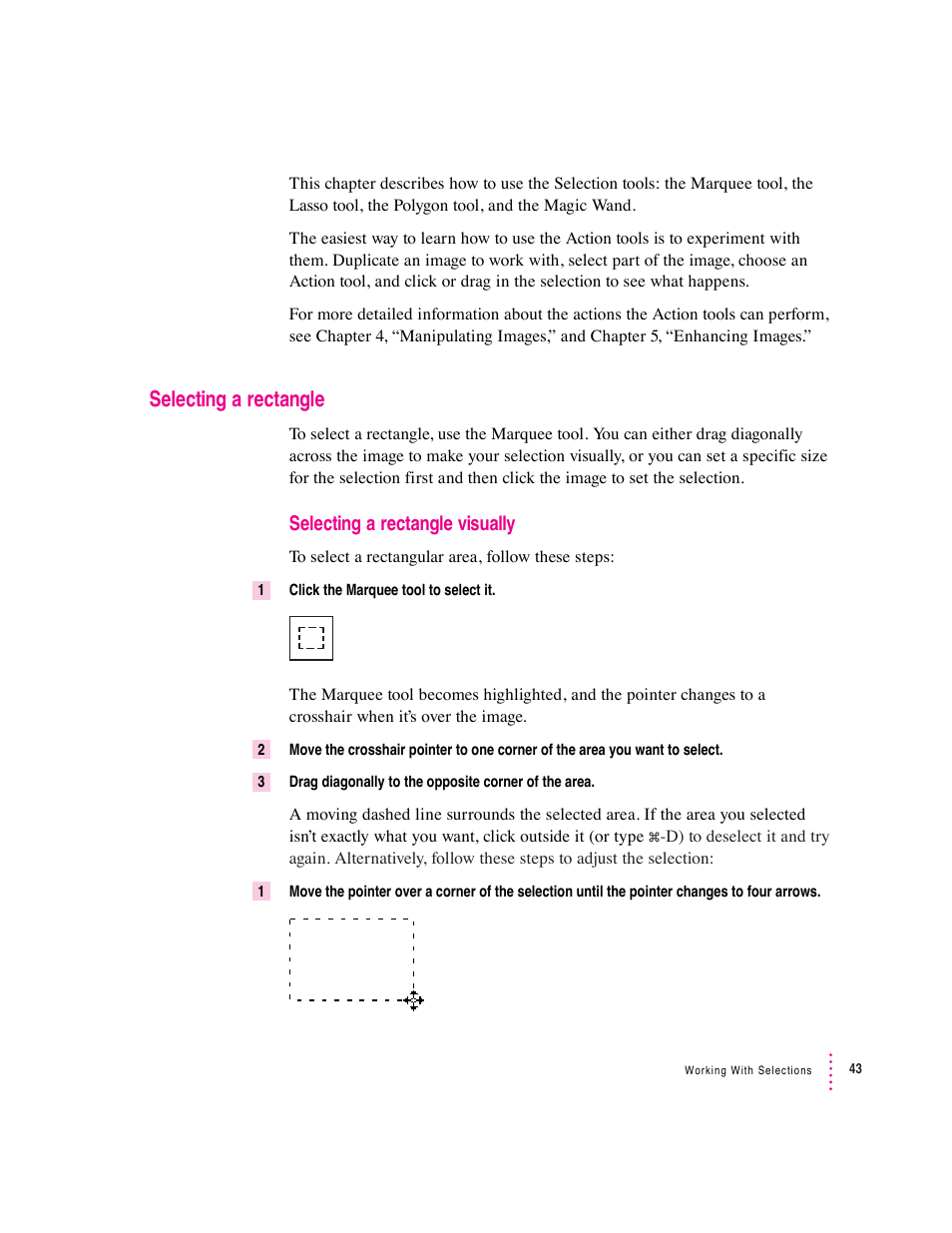 Selecting a rectangle, Selecting a rectangle visually | Apple Macintosh PhotoFlash User Manual | Page 53 / 156