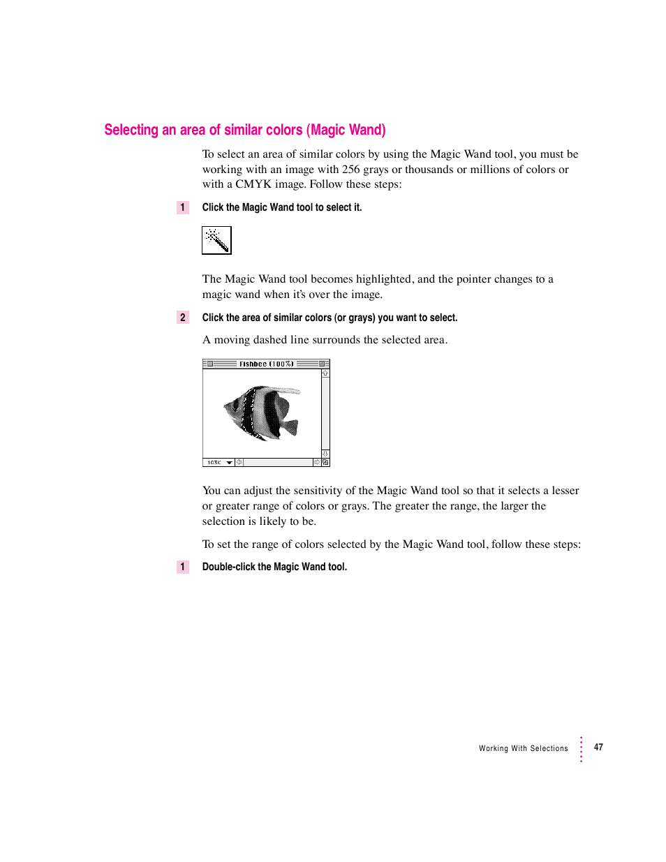 Selecting an area of similar colors (magic wand) | Apple Macintosh PhotoFlash User Manual | Page 57 / 156