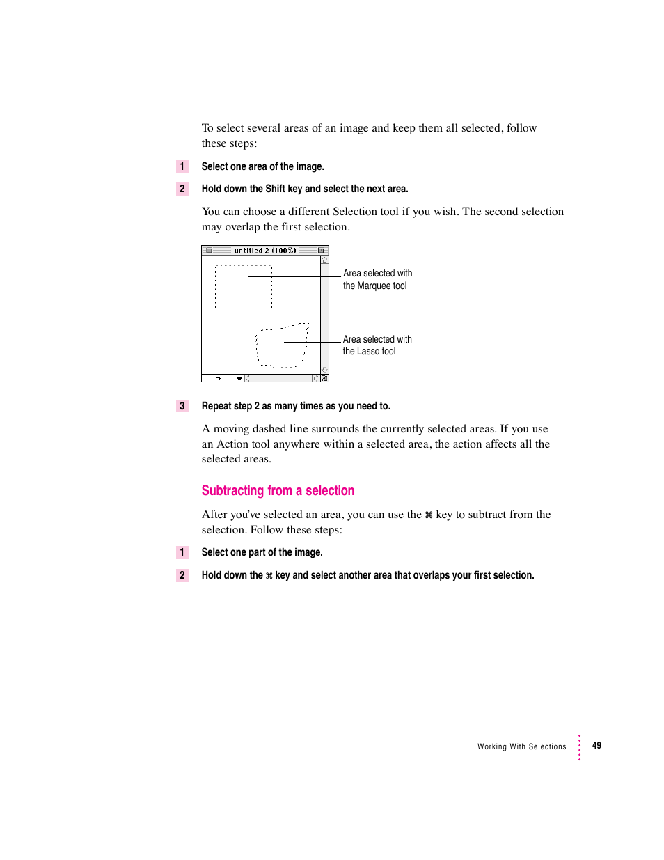 Subtracting from a selection | Apple Macintosh PhotoFlash User Manual | Page 59 / 156