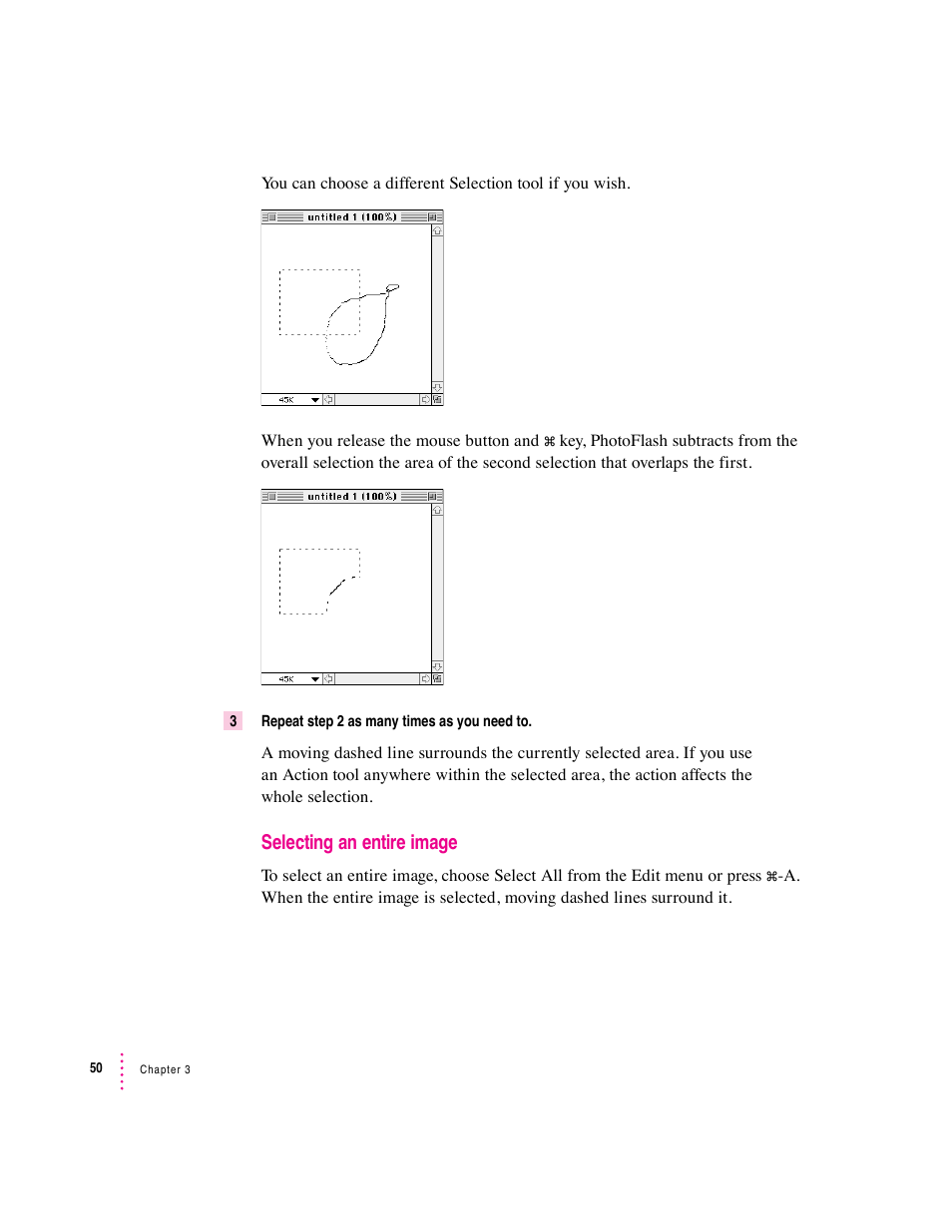 Selecting an entire image | Apple Macintosh PhotoFlash User Manual | Page 60 / 156