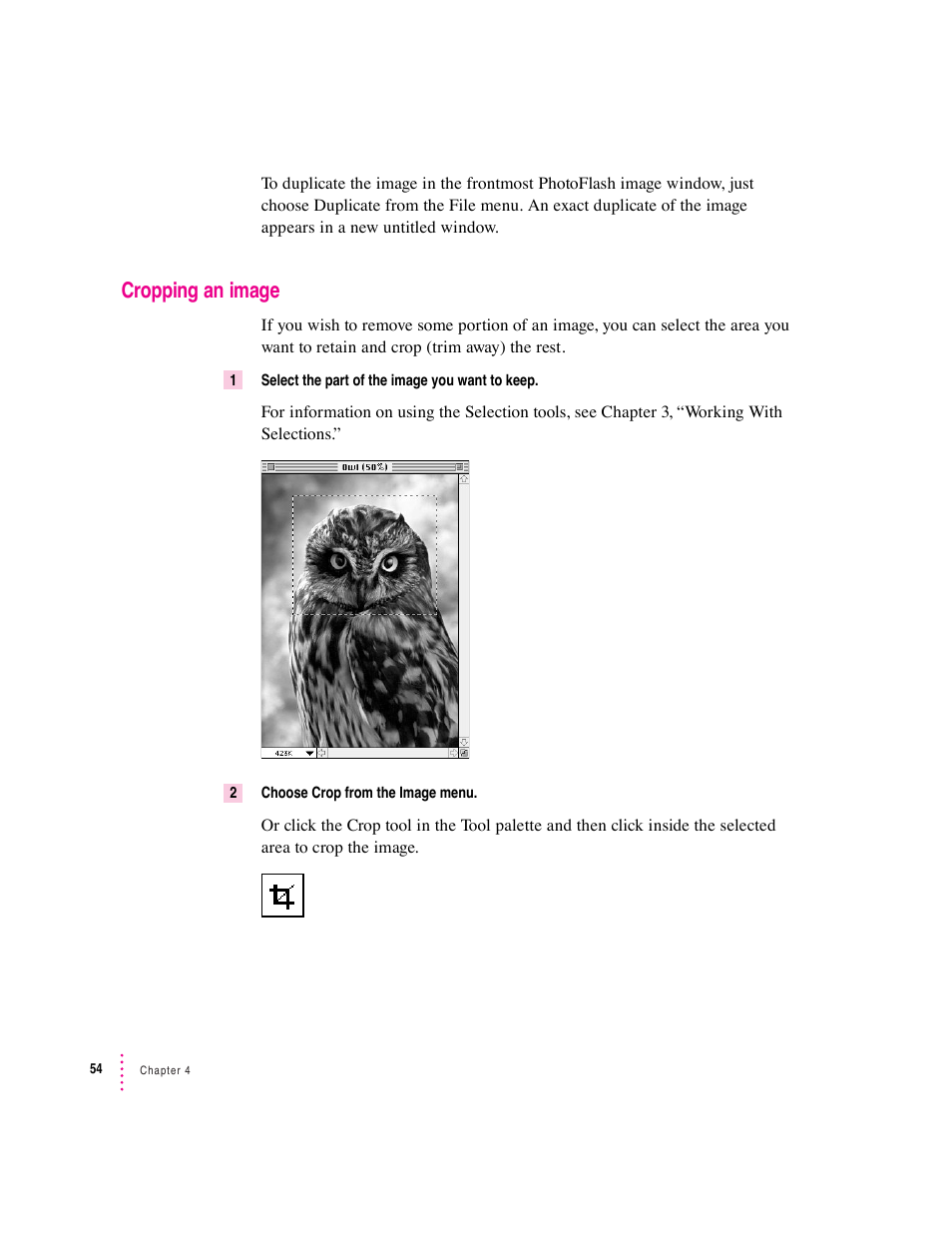 Cropping an image | Apple Macintosh PhotoFlash User Manual | Page 64 / 156