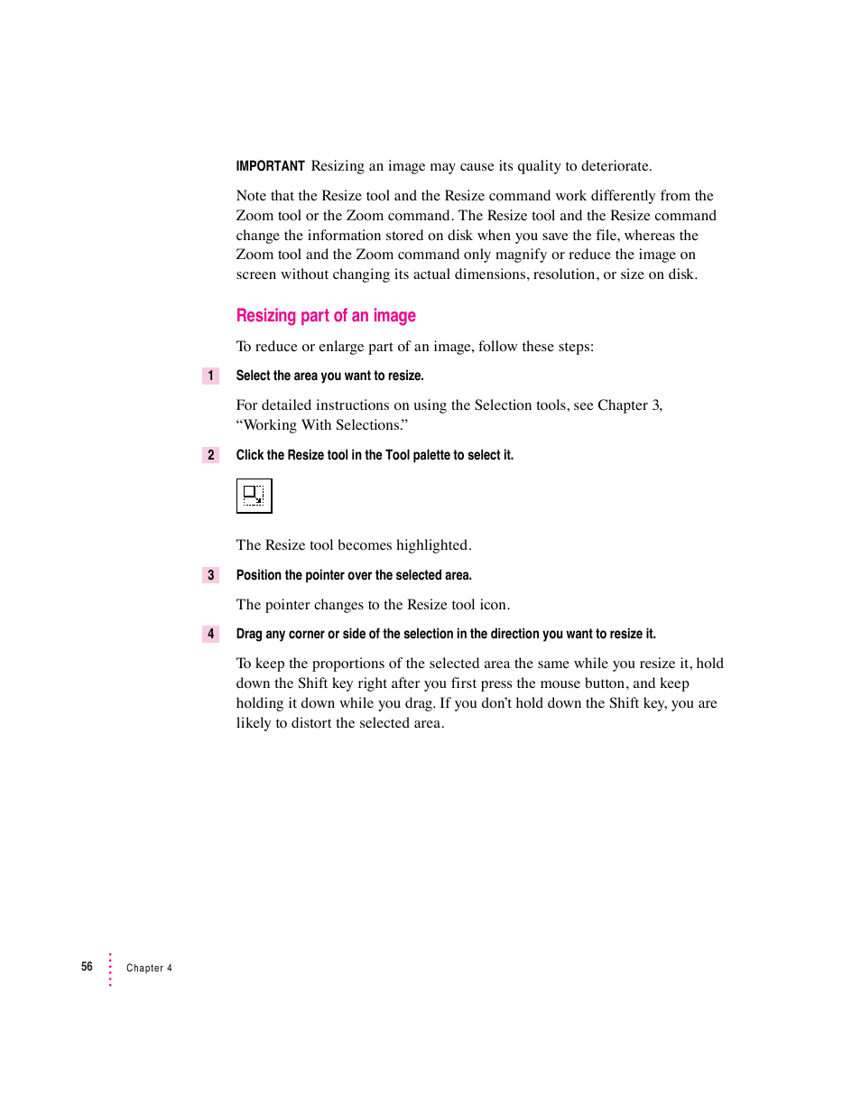 Resizing part of an image | Apple Macintosh PhotoFlash User Manual | Page 66 / 156