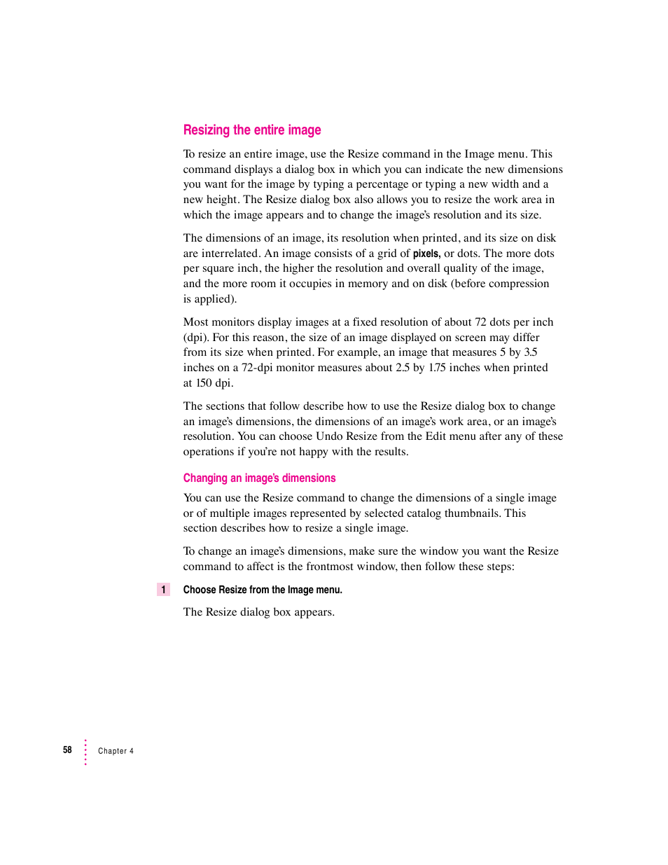 Resizing the entire image | Apple Macintosh PhotoFlash User Manual | Page 68 / 156