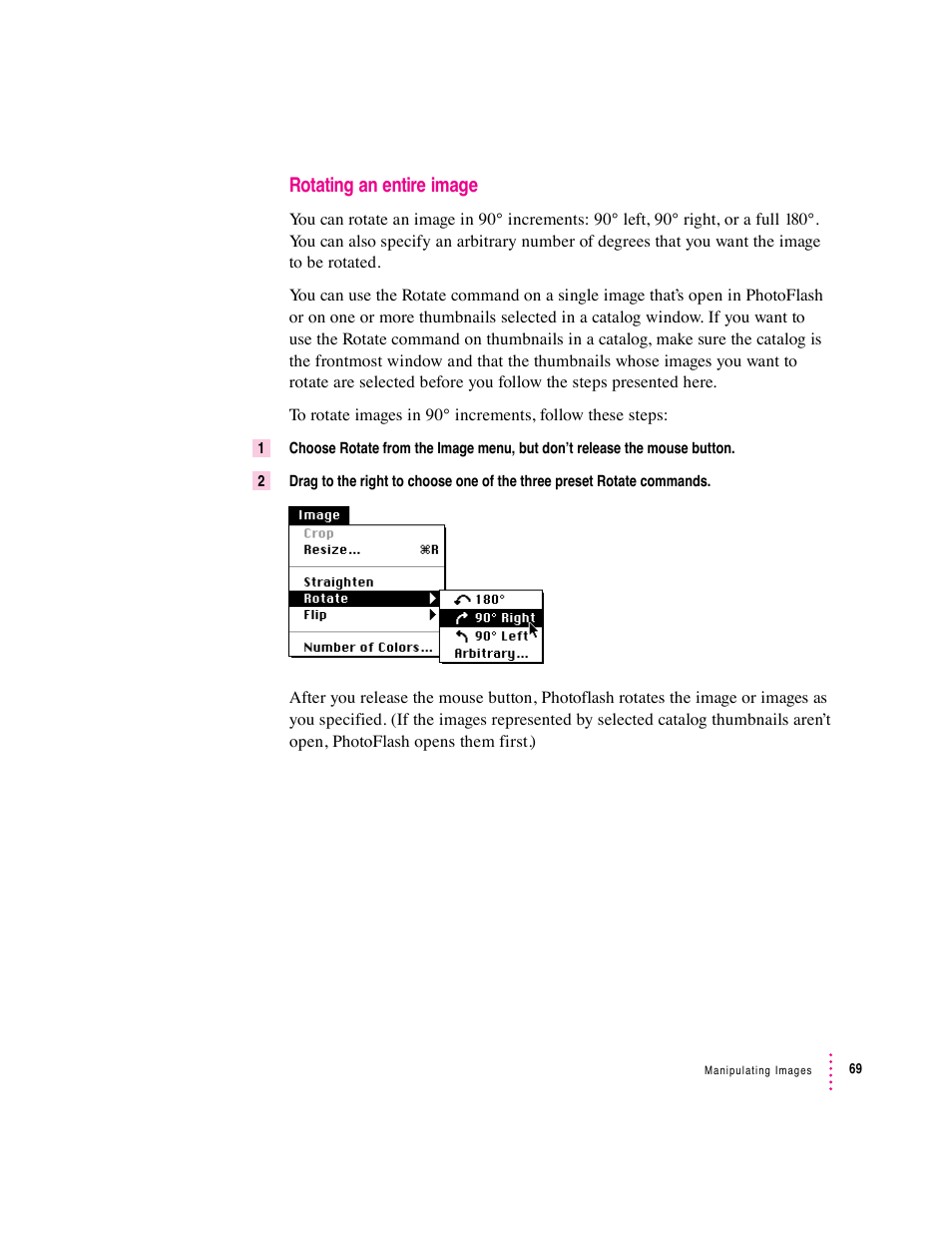 Rotating an entire image | Apple Macintosh PhotoFlash User Manual | Page 79 / 156