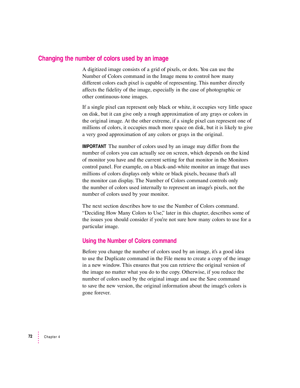 Changing the number of colors used by an image | Apple Macintosh PhotoFlash User Manual | Page 82 / 156