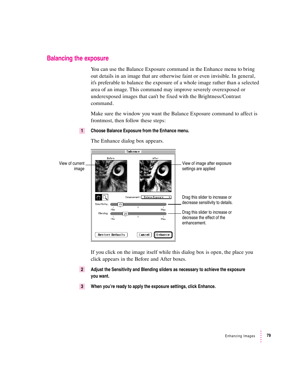 Balancing the exposure | Apple Macintosh PhotoFlash User Manual | Page 89 / 156