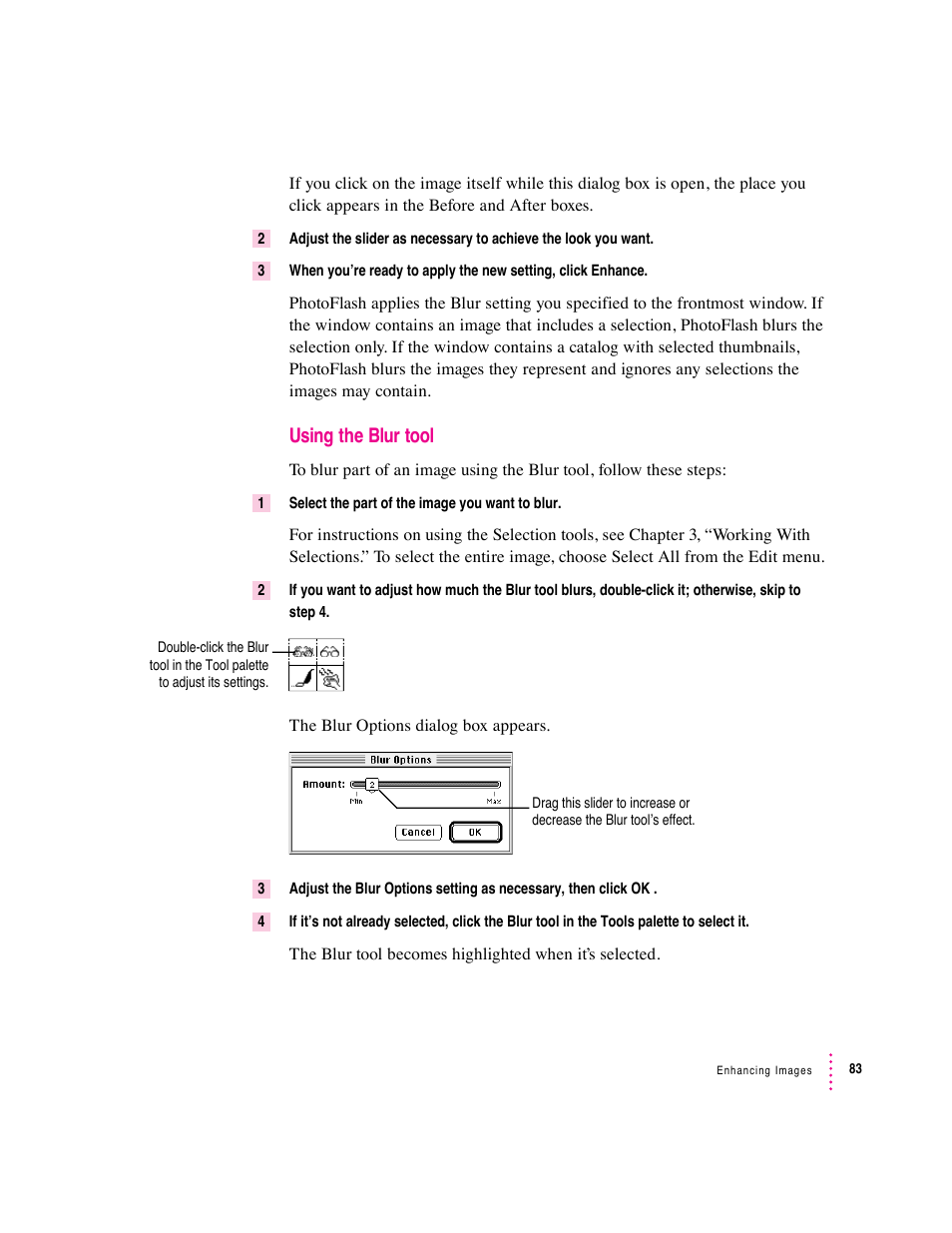 Using the blur tool | Apple Macintosh PhotoFlash User Manual | Page 93 / 156