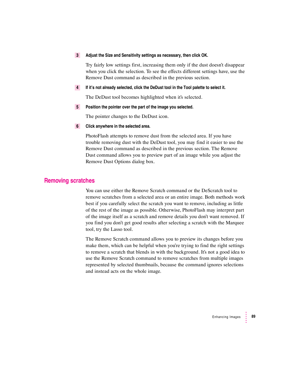 Removing scratches | Apple Macintosh PhotoFlash User Manual | Page 99 / 156