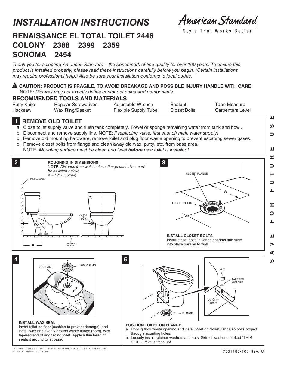 American Standard 2446 User Manual | 5 pages