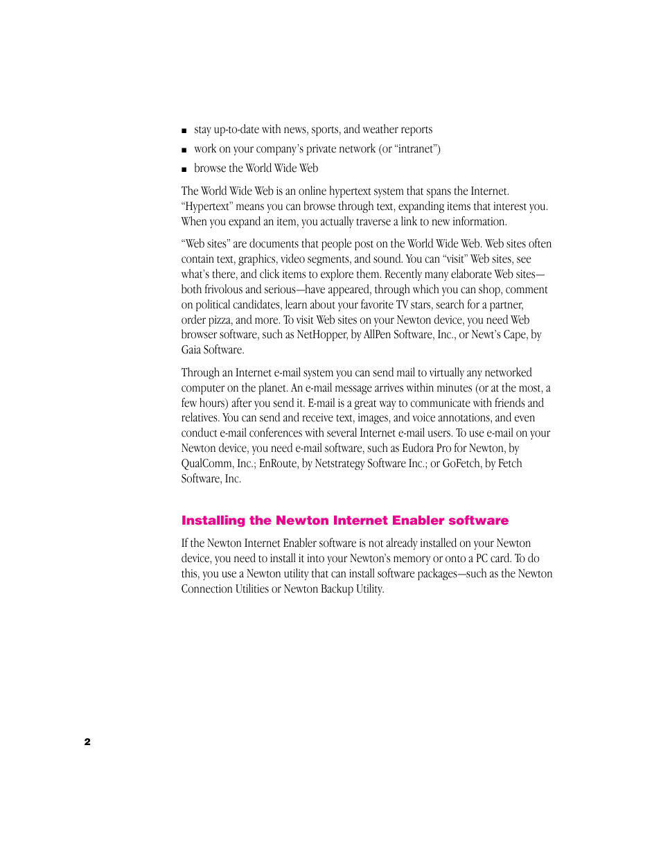 Apple Newton Internet Enabler User Manual | Page 2 / 29