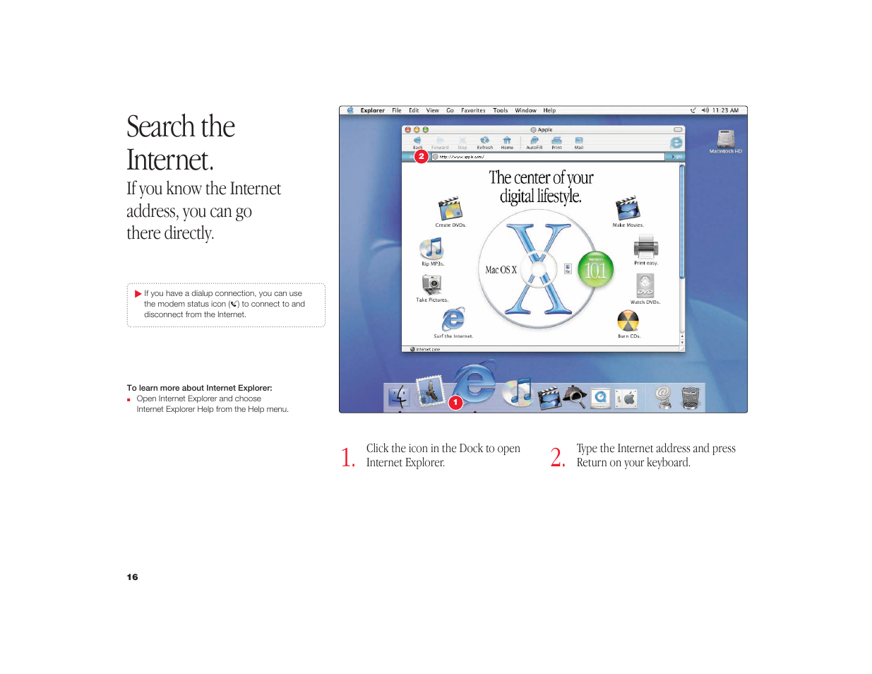 Search the internet | Apple iMac G4 Flat Panel 15-inch (Original) User Manual | Page 17 / 40