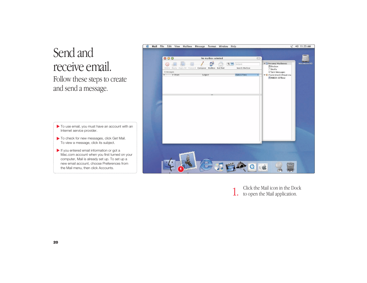 Send and receive email, Follow these steps to create and send a message | Apple iMac G4 Flat Panel 15-inch (Original) User Manual | Page 21 / 40