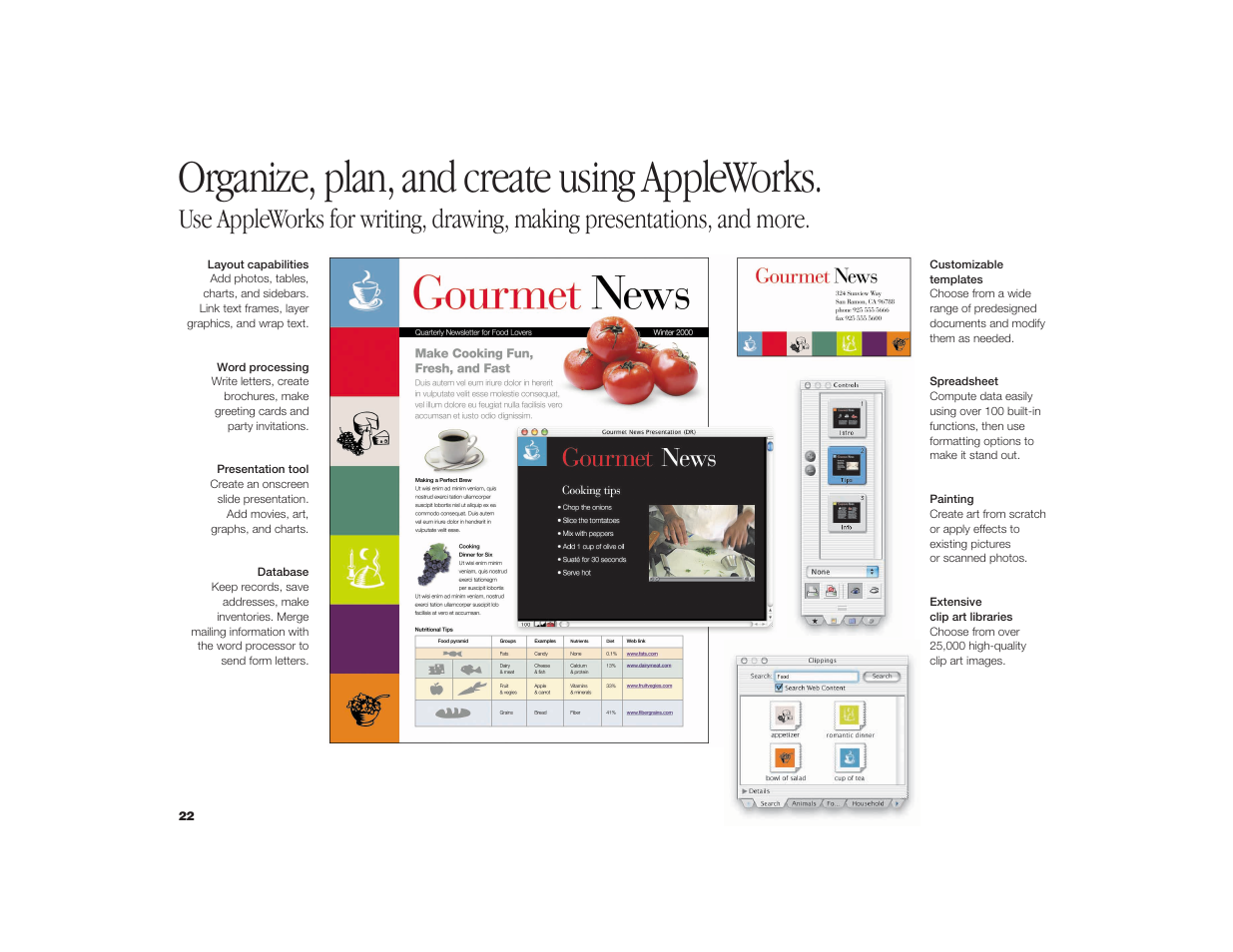 Organize, plan, and create using appleworks | Apple iMac G4 Flat Panel 15-inch (Original) User Manual | Page 23 / 40