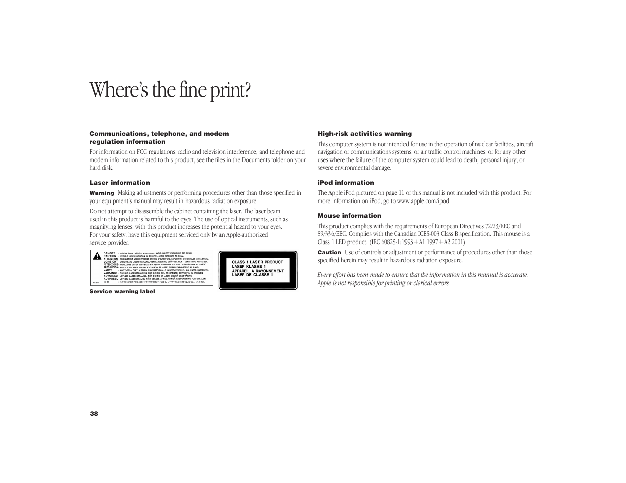 Where’s the fine print | Apple iMac G4 Flat Panel 15-inch (Original) User Manual | Page 39 / 40