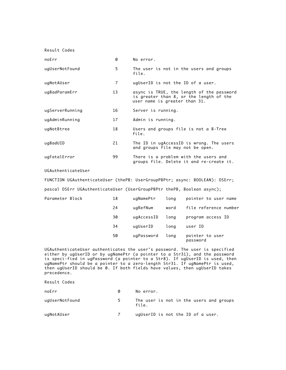 Apple AppleShare 3.0 Users and Groups Programming Interface User Manual | Page 14 / 32