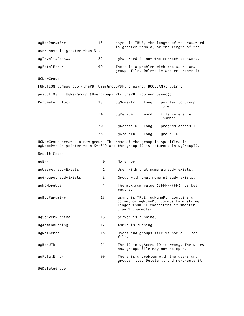 Apple AppleShare 3.0 Users and Groups Programming Interface User Manual | Page 15 / 32
