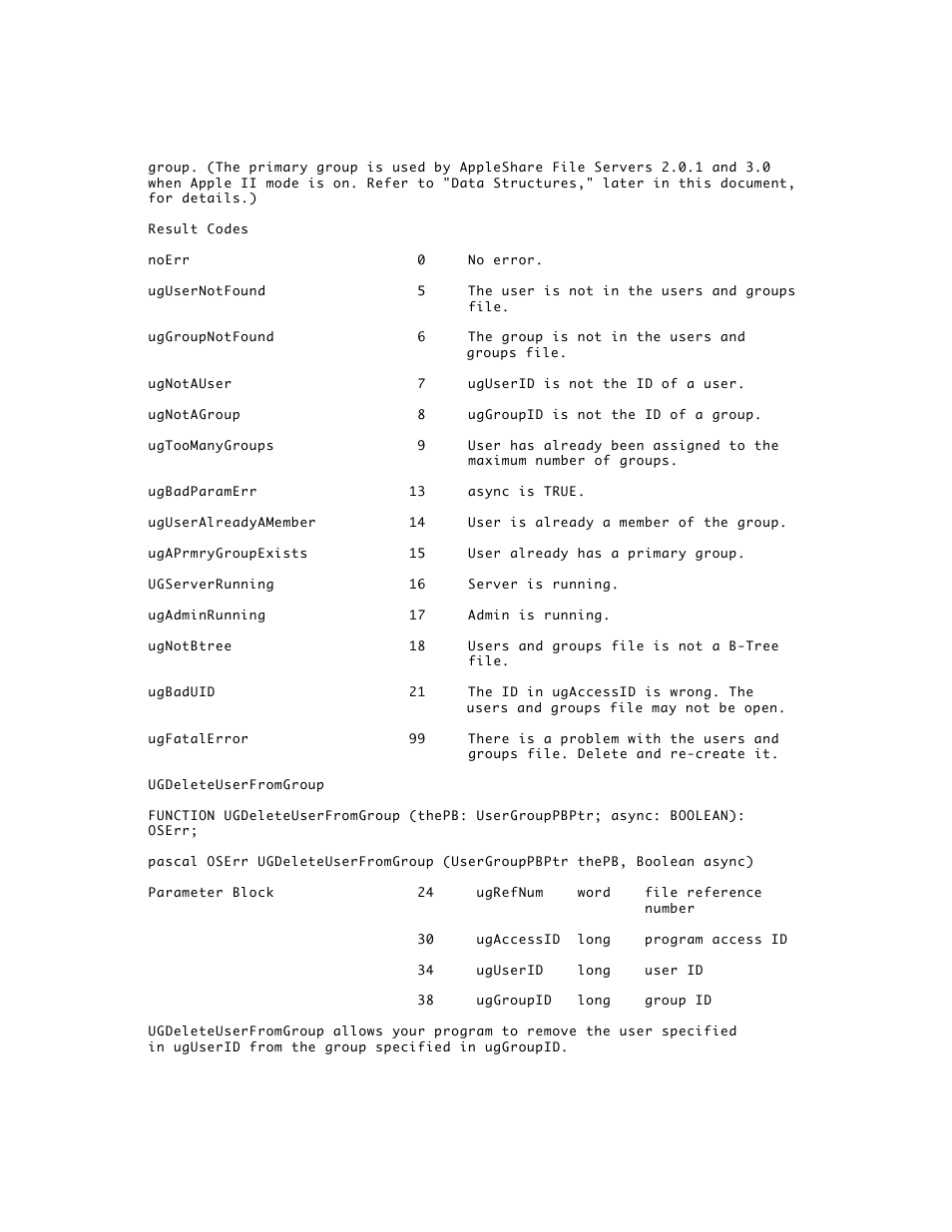 Apple AppleShare 3.0 Users and Groups Programming Interface User Manual | Page 19 / 32