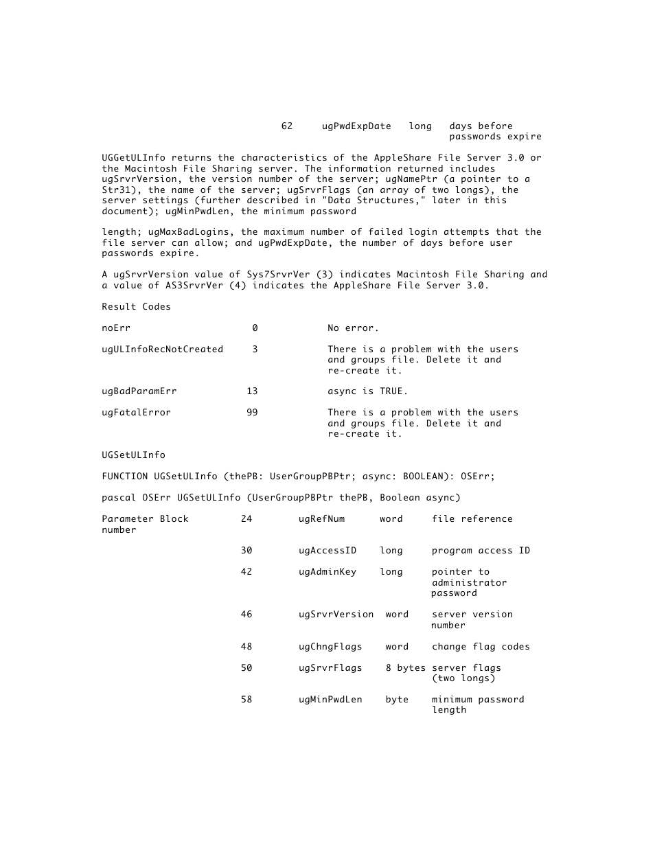 Apple AppleShare 3.0 Users and Groups Programming Interface User Manual | Page 21 / 32