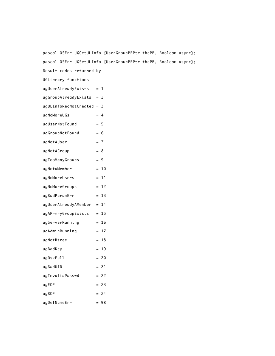 Apple AppleShare 3.0 Users and Groups Programming Interface User Manual | Page 31 / 32