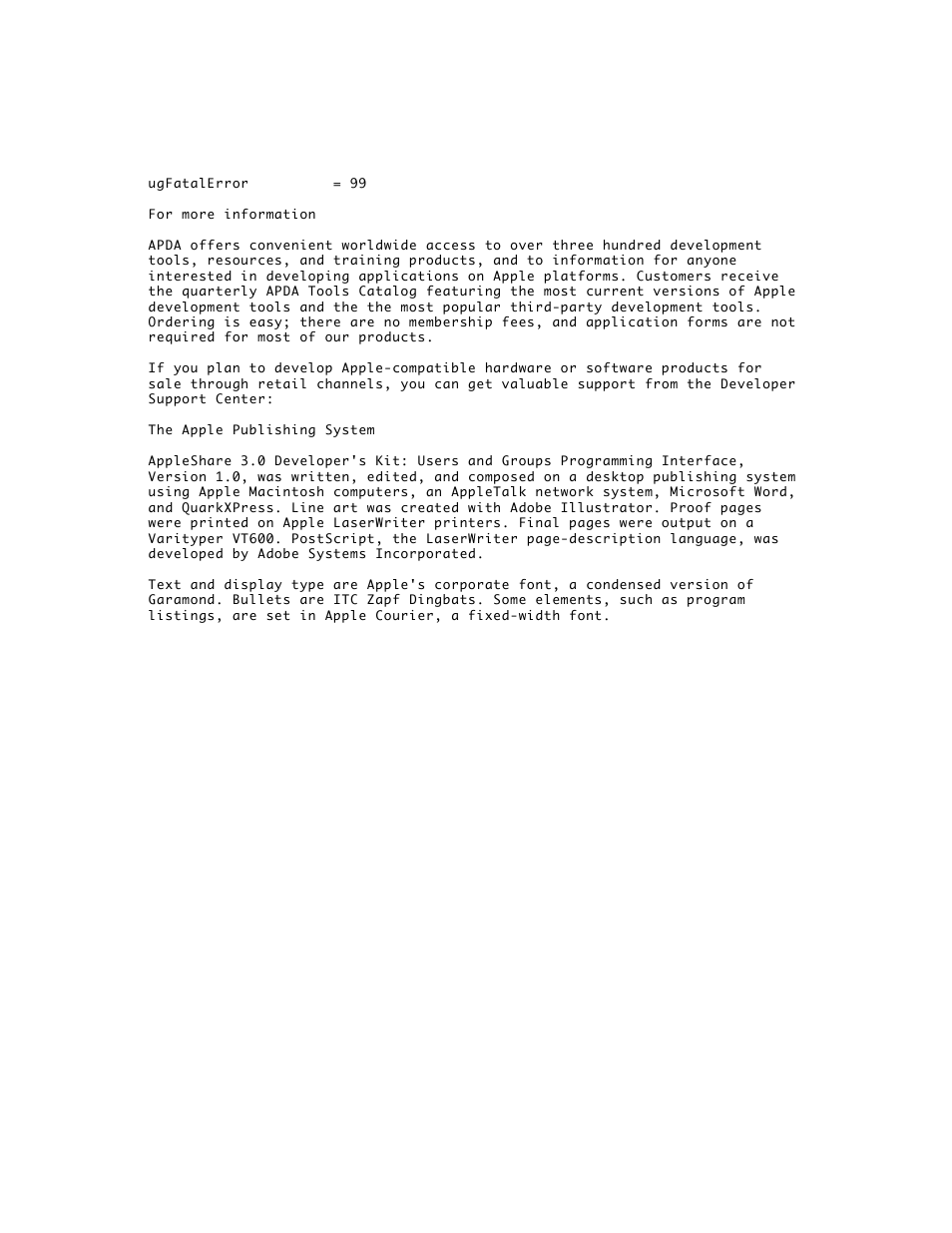 Apple AppleShare 3.0 Users and Groups Programming Interface User Manual | Page 32 / 32