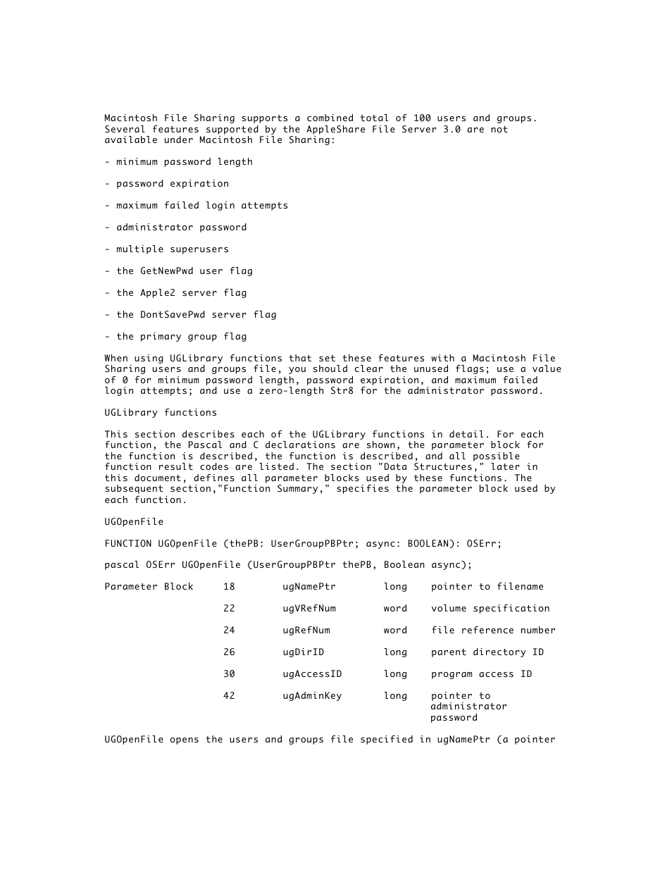 Apple AppleShare 3.0 Users and Groups Programming Interface User Manual | Page 6 / 32