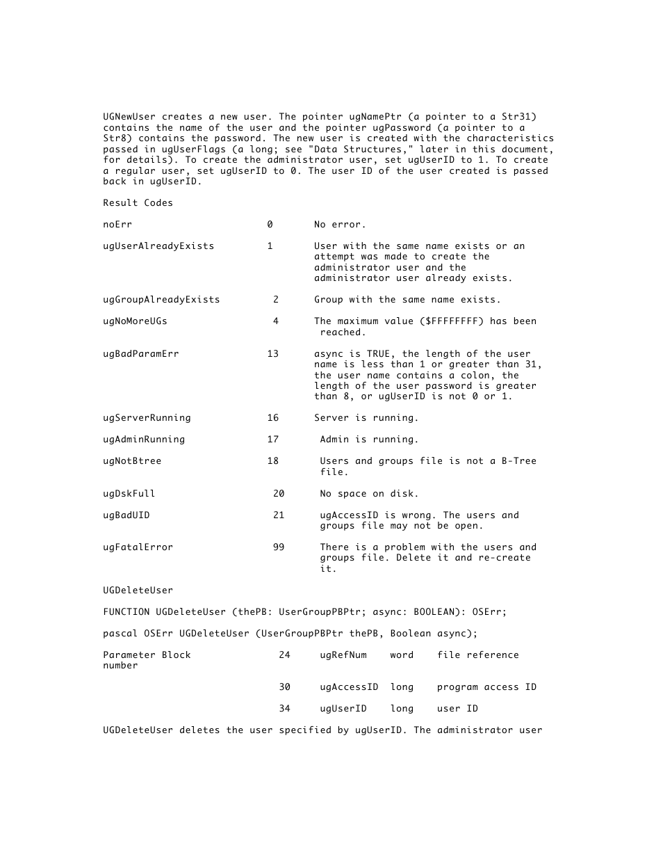 Apple AppleShare 3.0 Users and Groups Programming Interface User Manual | Page 9 / 32