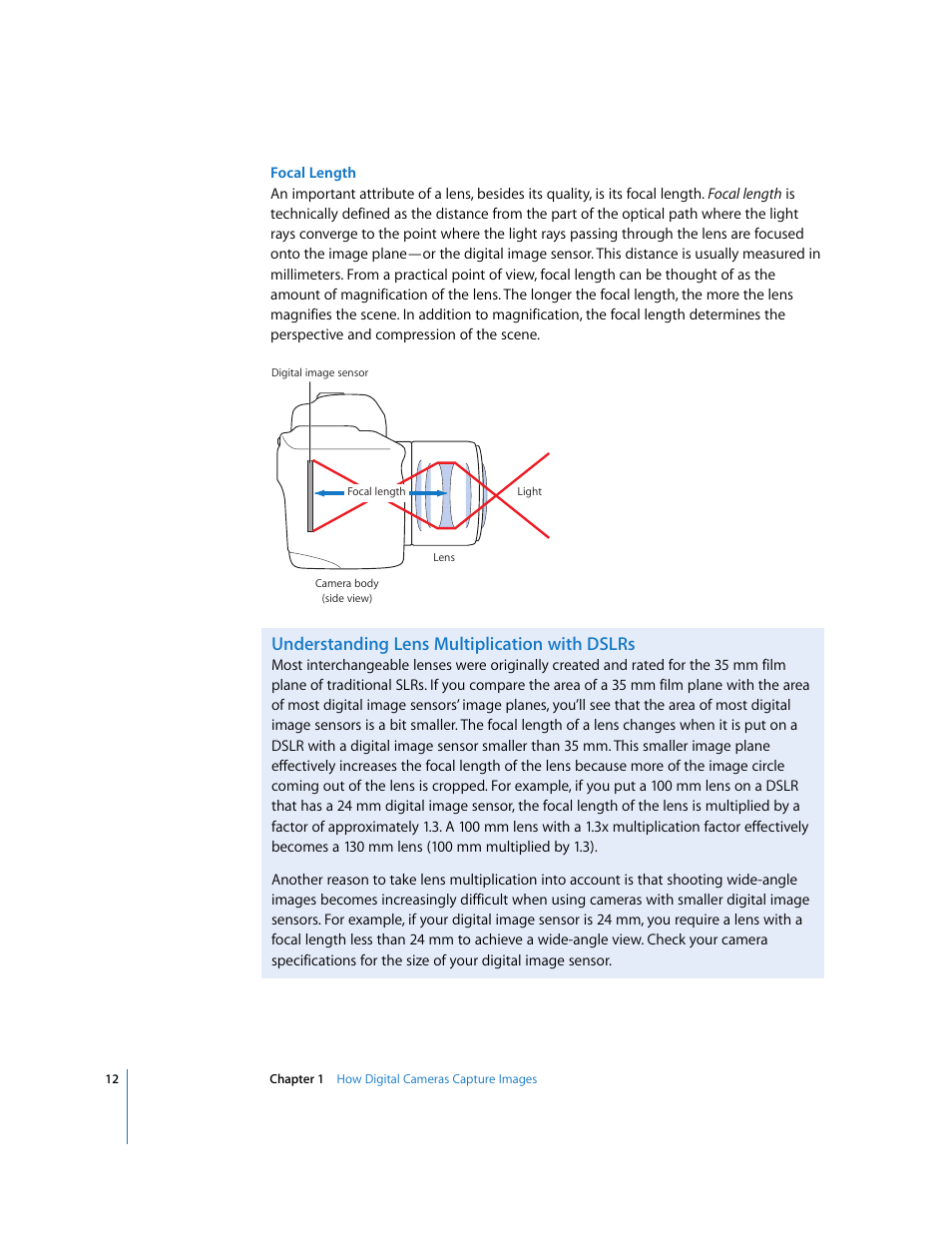 Understanding lens multiplication with dslrs | Apple Aperture Digital Photography Fundamentals User Manual | Page 12 / 47