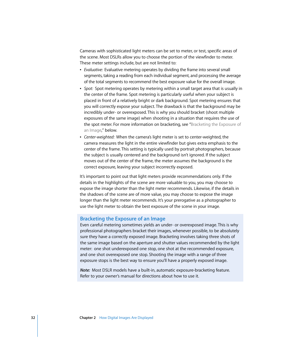 Bracketing the exposure of an image | Apple Aperture Digital Photography Fundamentals User Manual | Page 32 / 47