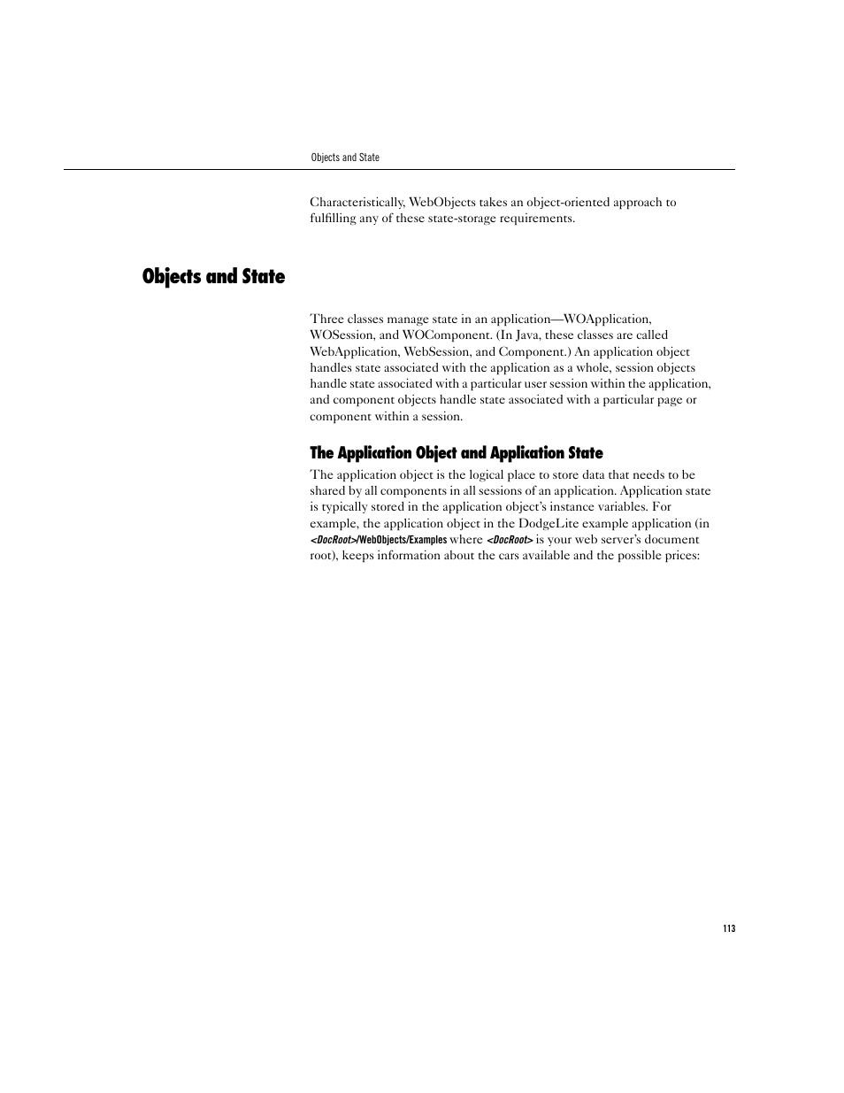 Objects and state, The application object and application state | Apple WebObjects 3.5 User Manual | Page 113 / 218