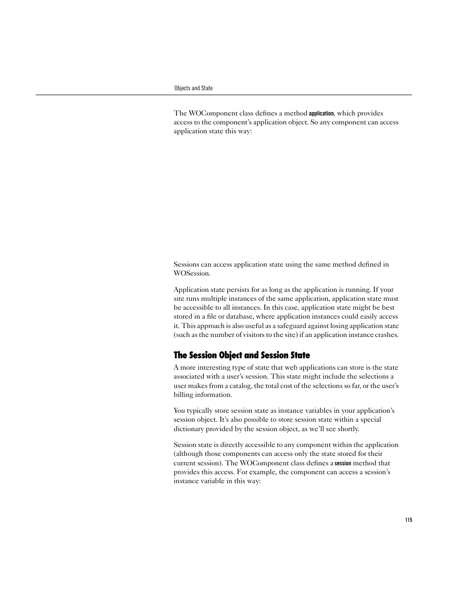 The session object and session state | Apple WebObjects 3.5 User Manual | Page 115 / 218