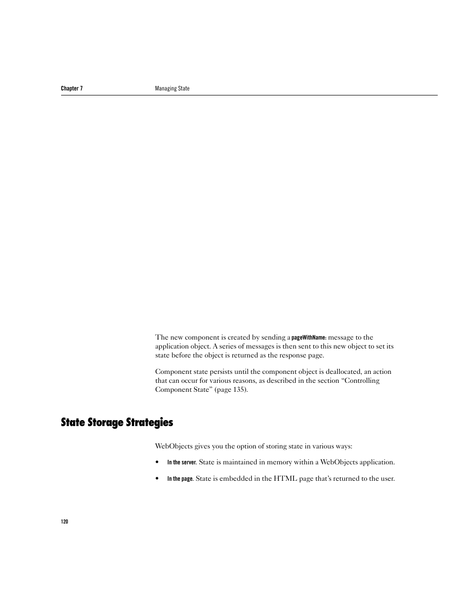 State storage strategies | Apple WebObjects 3.5 User Manual | Page 120 / 218