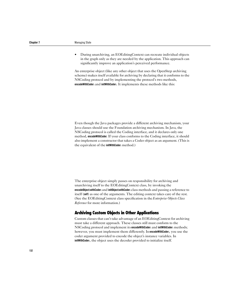 Archiving custom objects in other applications | Apple WebObjects 3.5 User Manual | Page 132 / 218