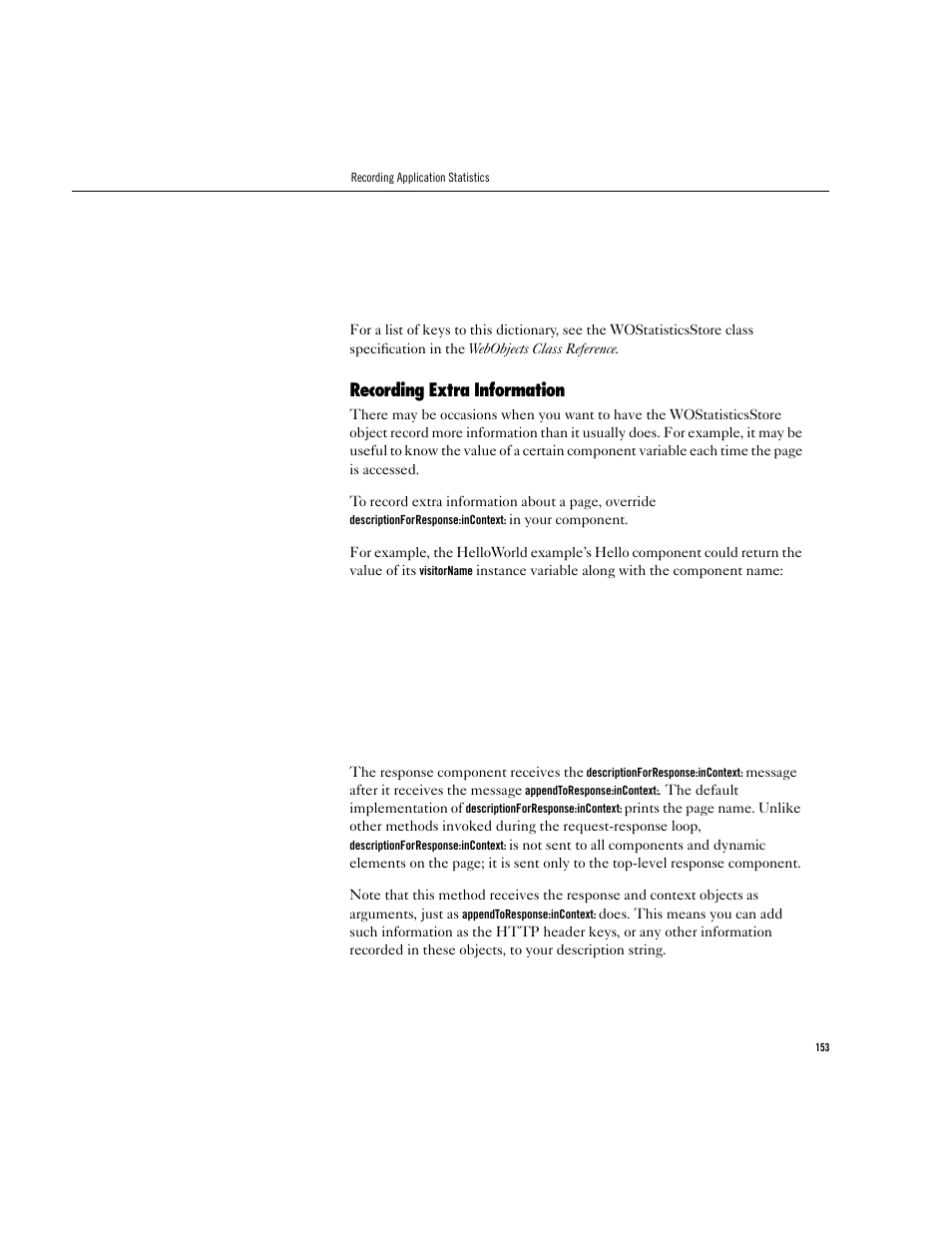 Recording extra information | Apple WebObjects 3.5 User Manual | Page 153 / 218