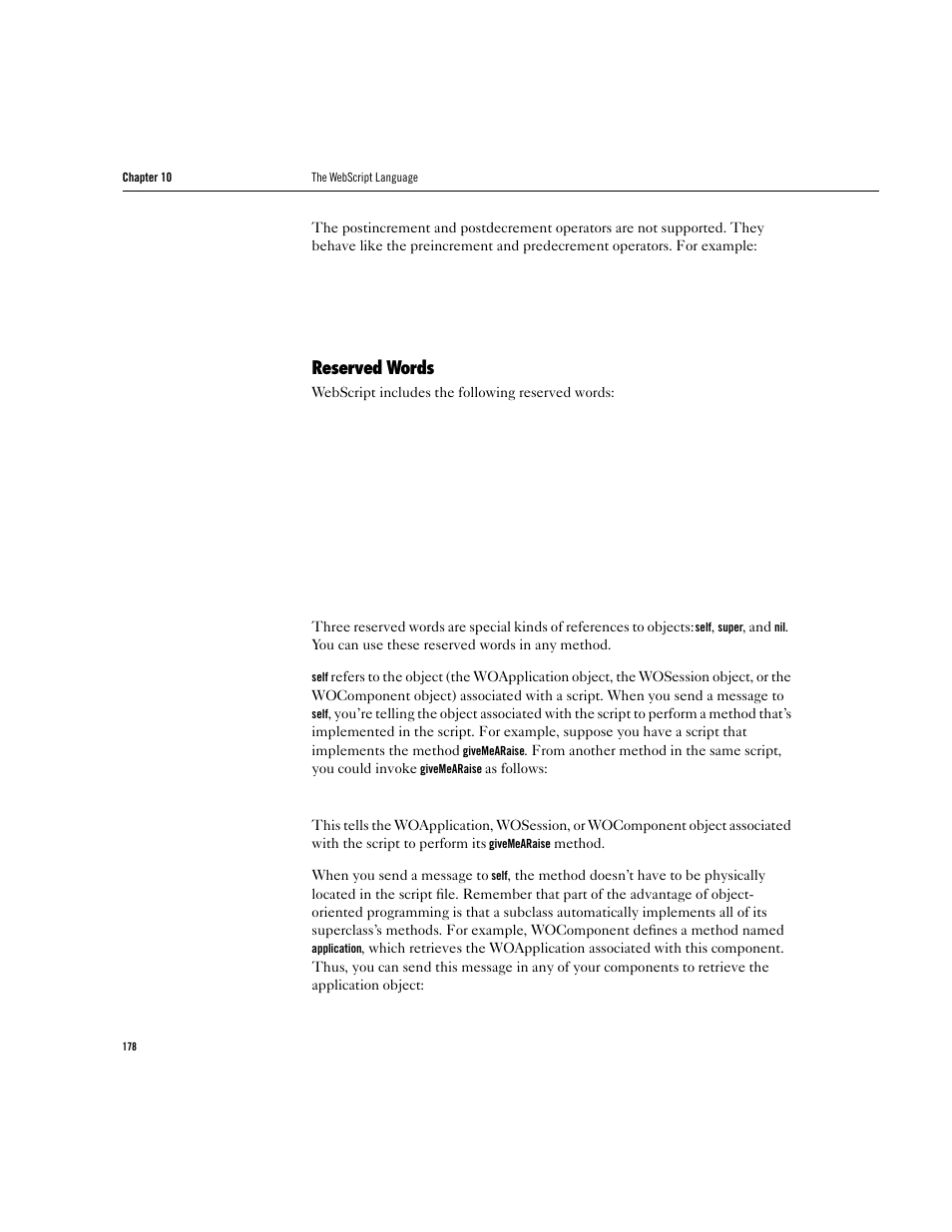 Reserved words | Apple WebObjects 3.5 User Manual | Page 178 / 218