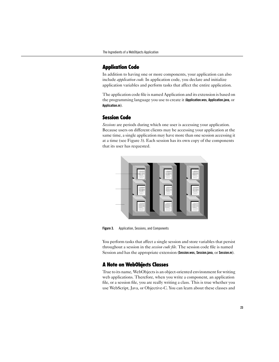 Application code, Session code | Apple WebObjects 3.5 User Manual | Page 23 / 218