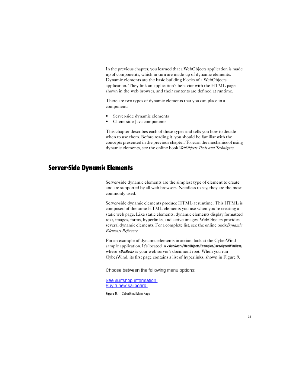 Server-side dynamic elements | Apple WebObjects 3.5 User Manual | Page 31 / 218