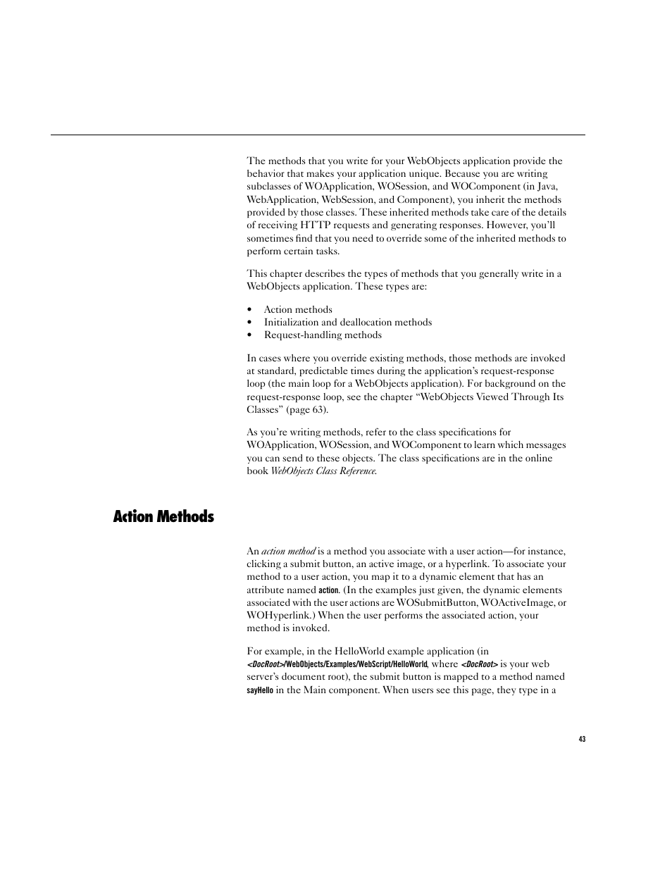 Action methods | Apple WebObjects 3.5 User Manual | Page 43 / 218