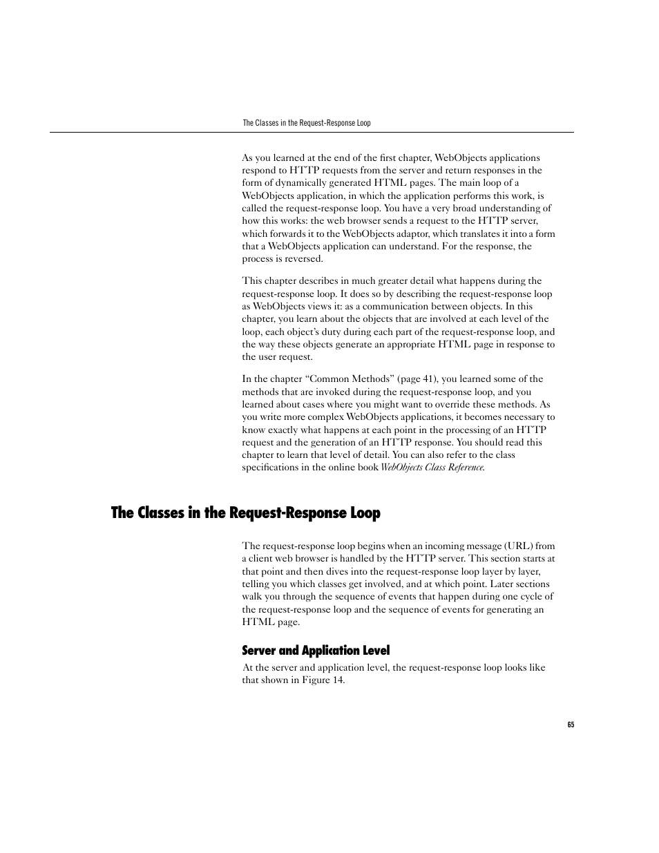 The classes in the request-response loop | Apple WebObjects 3.5 User Manual | Page 65 / 218