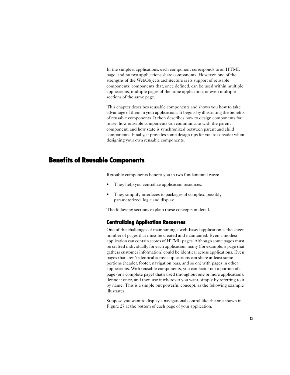 Beneﬁts of reusable components | Apple WebObjects 3.5 User Manual | Page 93 / 218