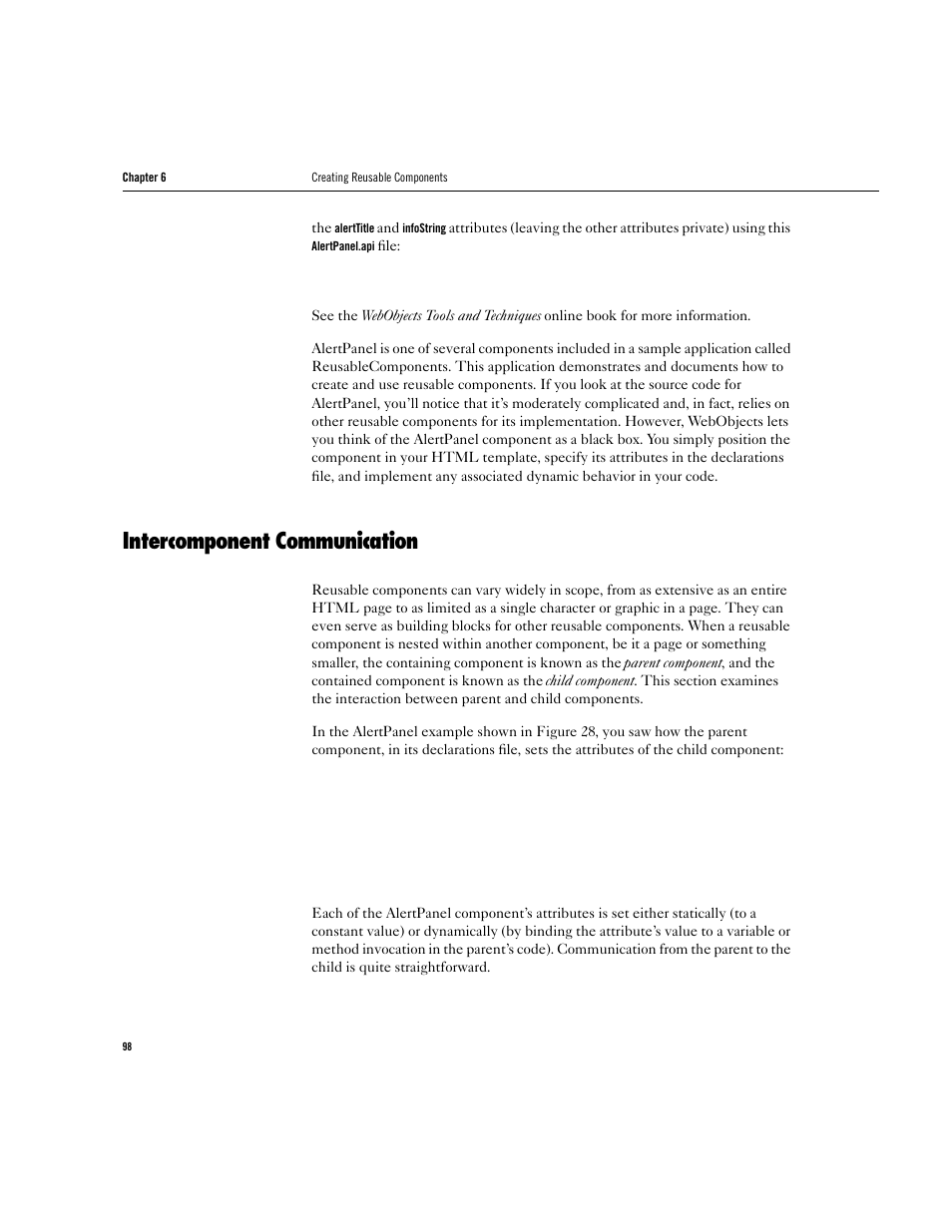 Intercomponent communication | Apple WebObjects 3.5 User Manual | Page 98 / 218