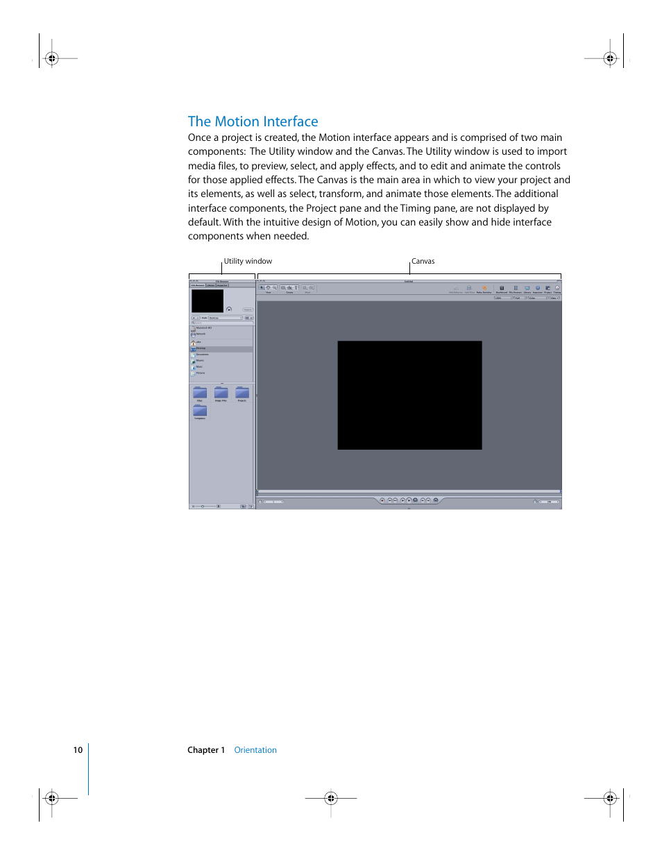 The motion interface | Apple Motion 2 Getting Started User Manual | Page 10 / 168