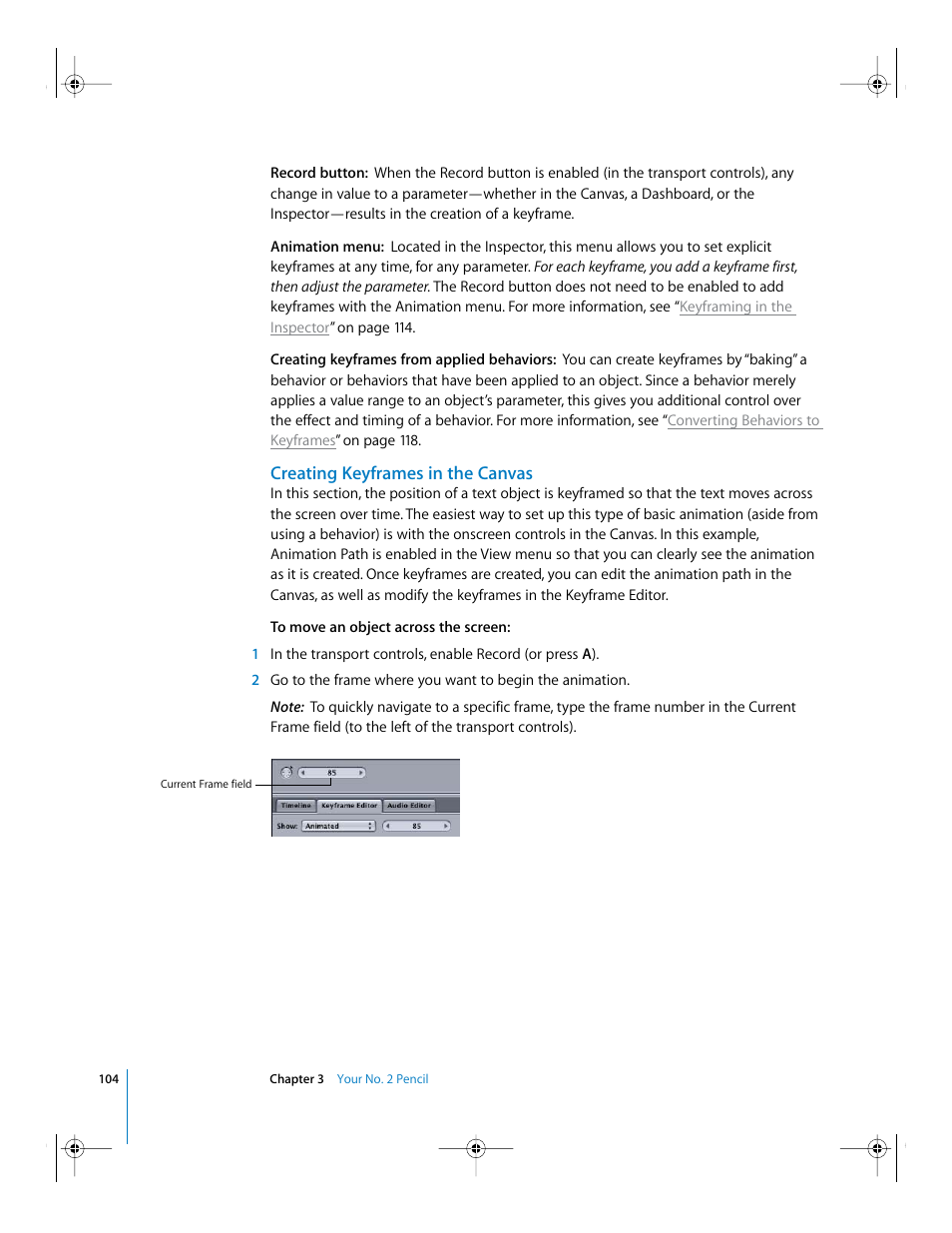 Creating keyframes in the canvas | Apple Motion 2 Getting Started User Manual | Page 104 / 168