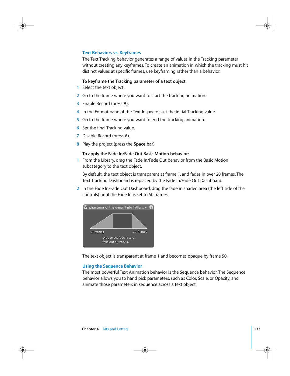 Text behaviors vs. keyframes, Using the sequence behavior | Apple Motion 2 Getting Started User Manual | Page 133 / 168