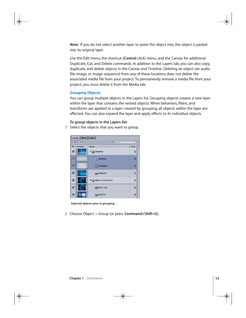 Grouping objects | Apple Motion 2 Getting Started User Manual | Page 53 / 168