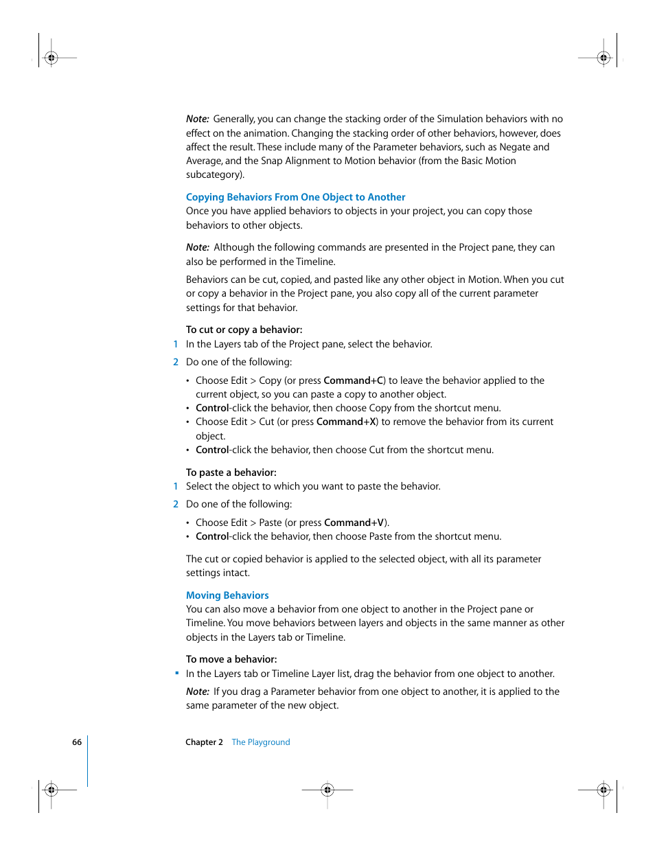 Copying behaviors from one object to another, Moving behaviors | Apple Motion 2 Getting Started User Manual | Page 66 / 168