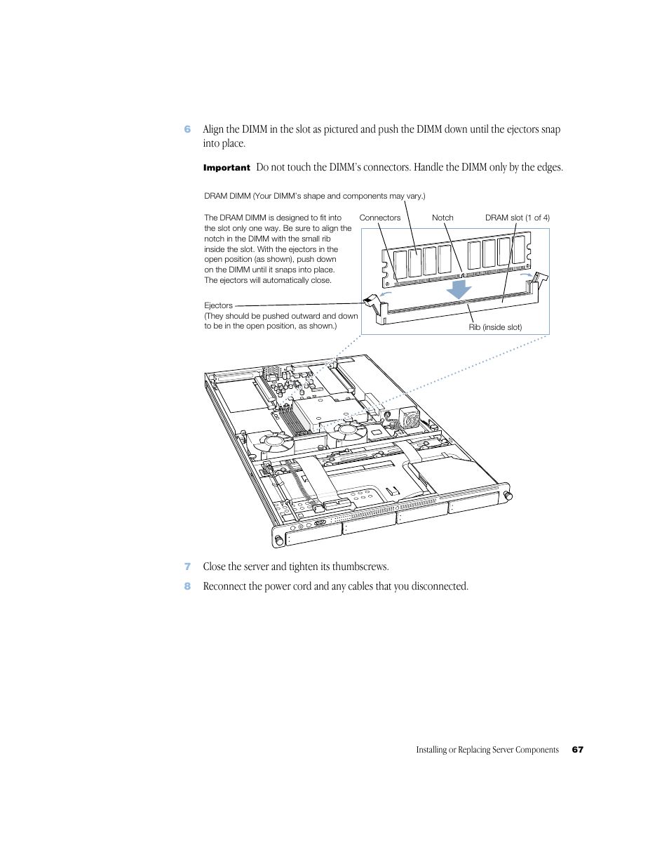 Close the server and tighten its thumbscrews | Apple Xserve (Slot Load) User Manual | Page 67 / 88