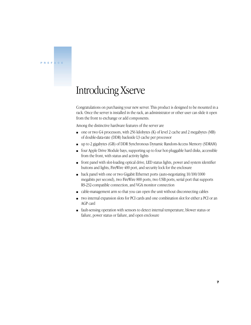 Introducing xserve, Preface introducing xserve 7 | Apple Xserve (Slot Load) User Manual | Page 7 / 88