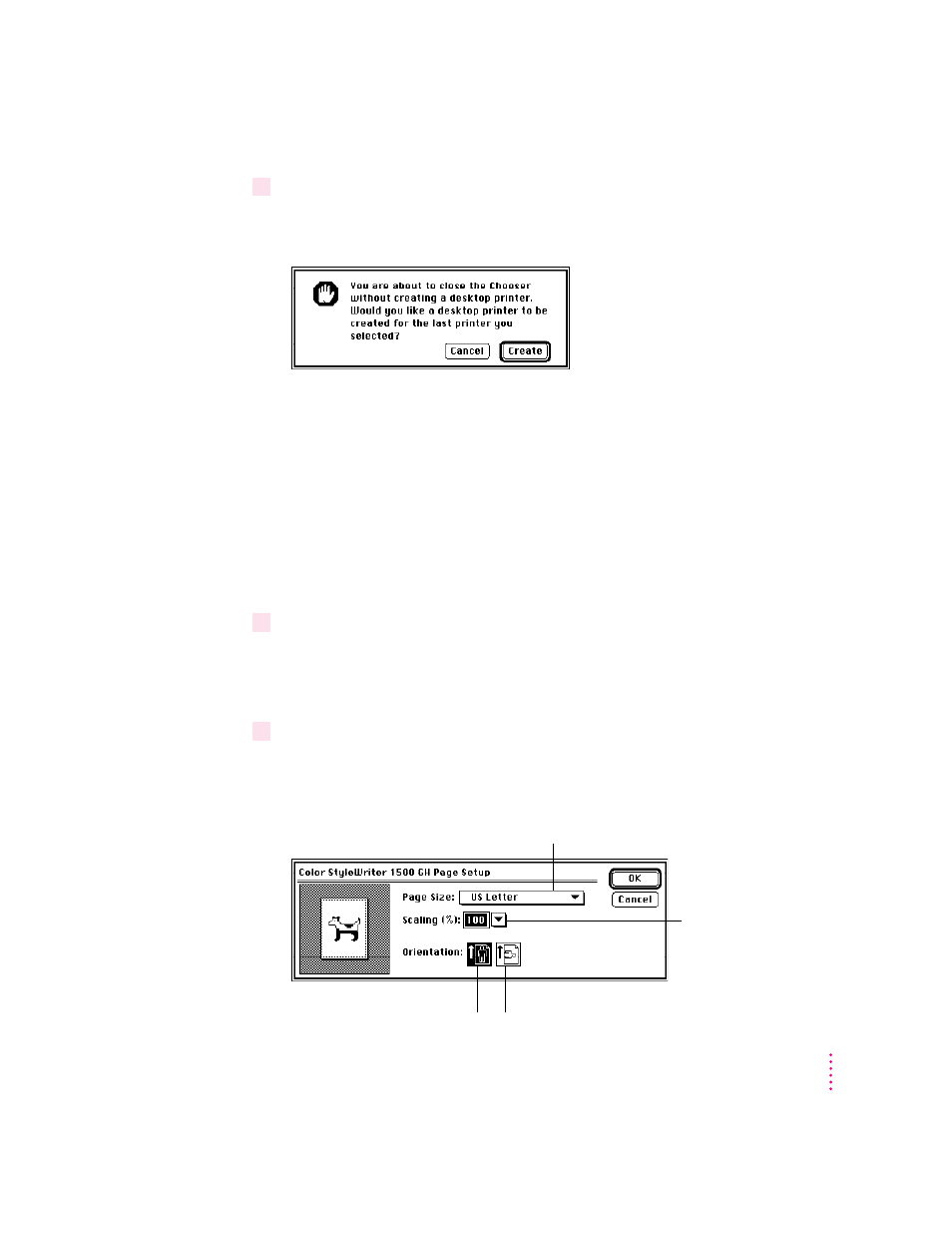 Defining the page setup | Apple Color StyleWriter 1500 User Manual | Page 109 / 144