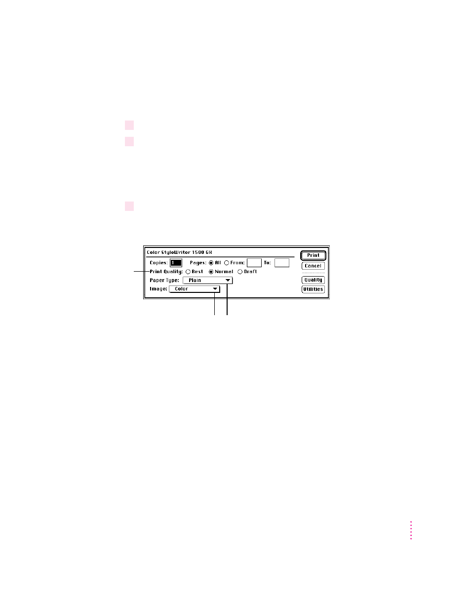 Printing a document | Apple Color StyleWriter 1500 User Manual | Page 111 / 144