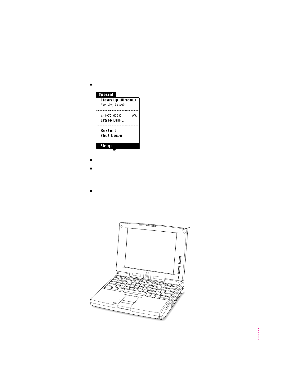 Other ways of putting your computer to sleep | Apple Macintosh PowerBook 190 Series User Manual | Page 31 / 181